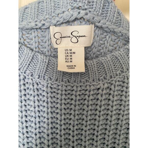 Jessica Simpson Cottagecore Boho Crewneck Knitted Puff Sleeve Sweater - Picture 5 of 8